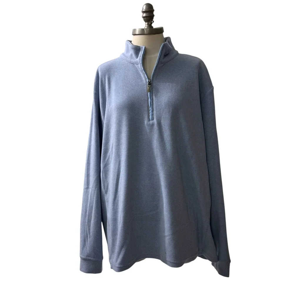 Vineyard Vines Mens XL Light Blue Textured Quarter Zip Pullover 1K003592